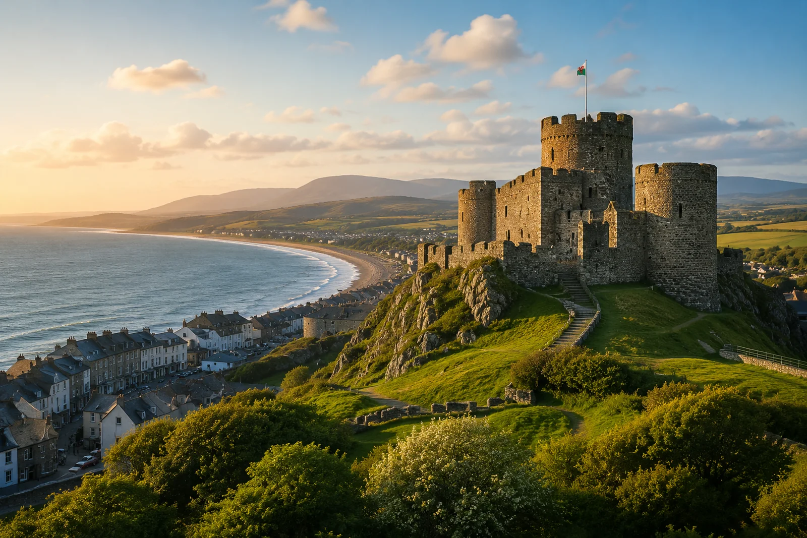 Historic castle ruins on the Llŷn Peninsula